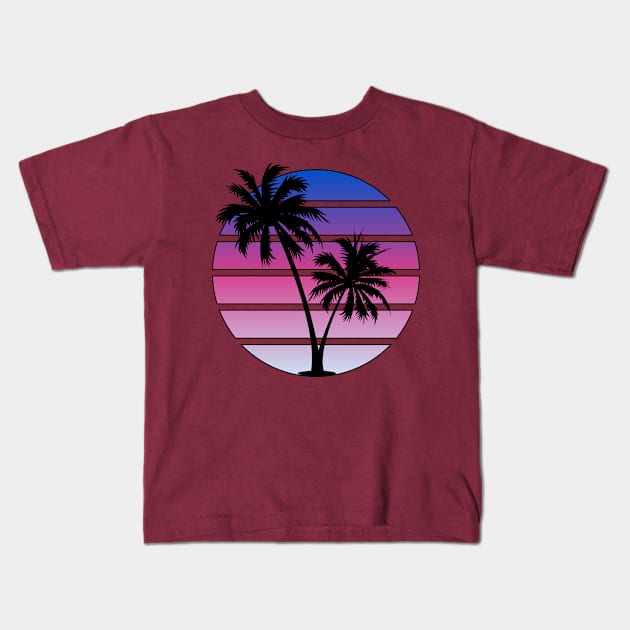 Synthwave style sunset Kids T-Shirt by Brobocop